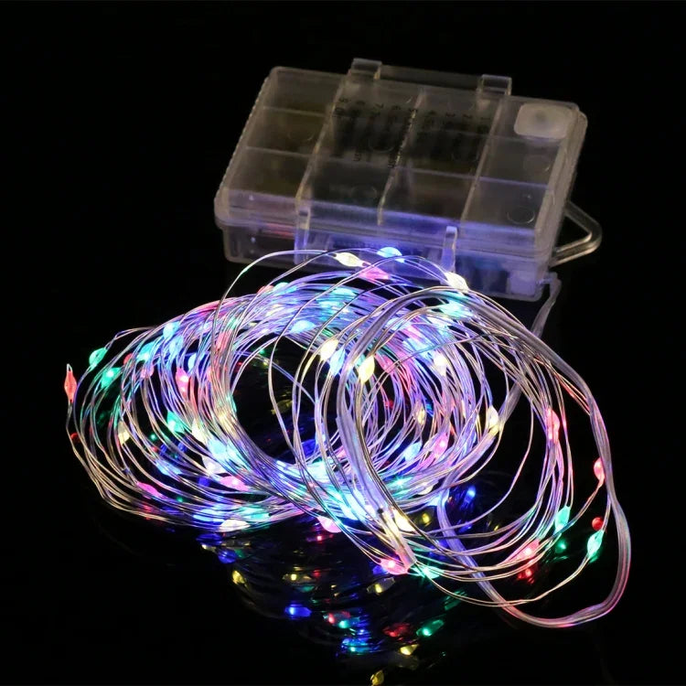 50顆LED 3節AA電池盒精靈燈裝飾燈，帶遙控器，直流5V，彩色燈/遙控器，白光燈/遙控器，暖白燈/遙控器