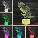 魚形3D彩色LED視覺燈桌燈，USB觸控版，USB觸控版