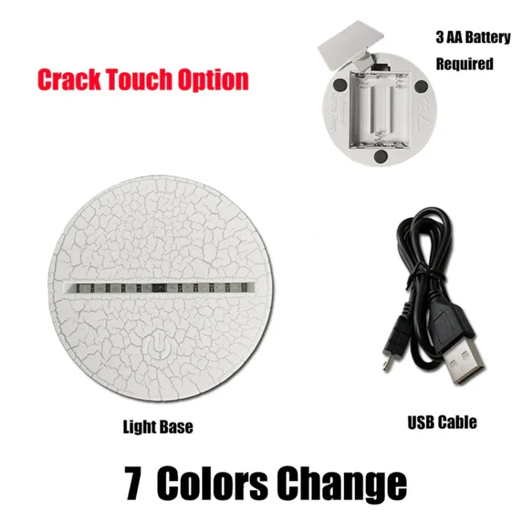 Cat Shape 3D Colorful LED Vision Light Table Lamp, Crack Touch Version, Crack Touch Version