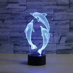 Three Dolphins Shape 3D Colorful LED Vision Light Table Lamp, Crack Remote Control Version, Crack Remote Control Version