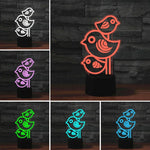 Three Birds Shape 3D Colorful LED Vision Light Table Lamp, 16 Colors Remote Control Version, 16 Colors Remote Control Version