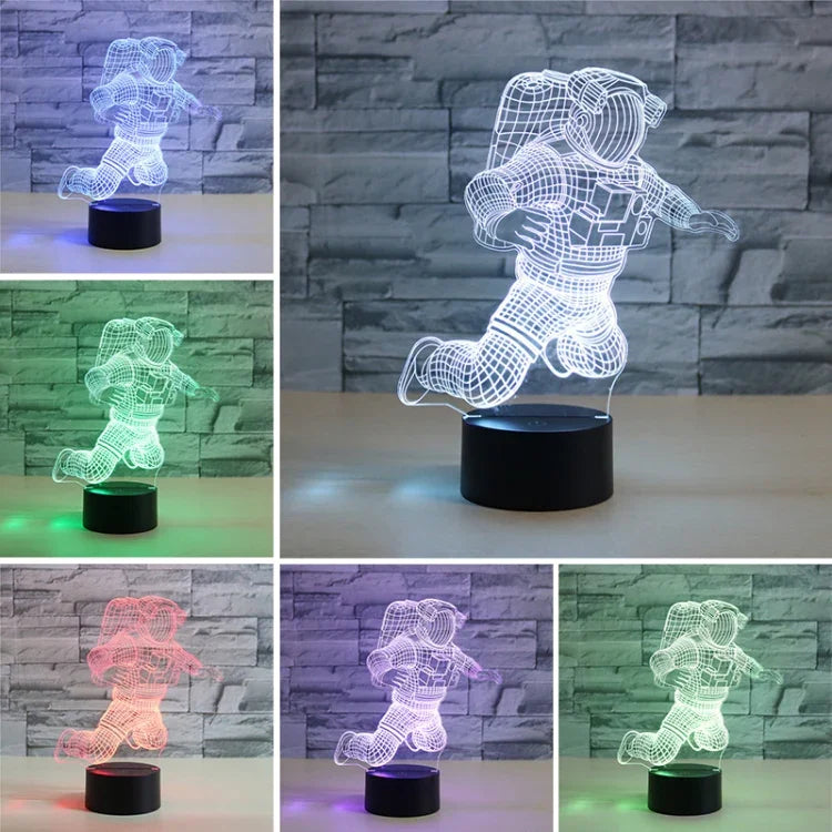 Astronaut Shape 3D Colorful LED Vision Light Table Lamp, USB Touch Version, USB Touch Version