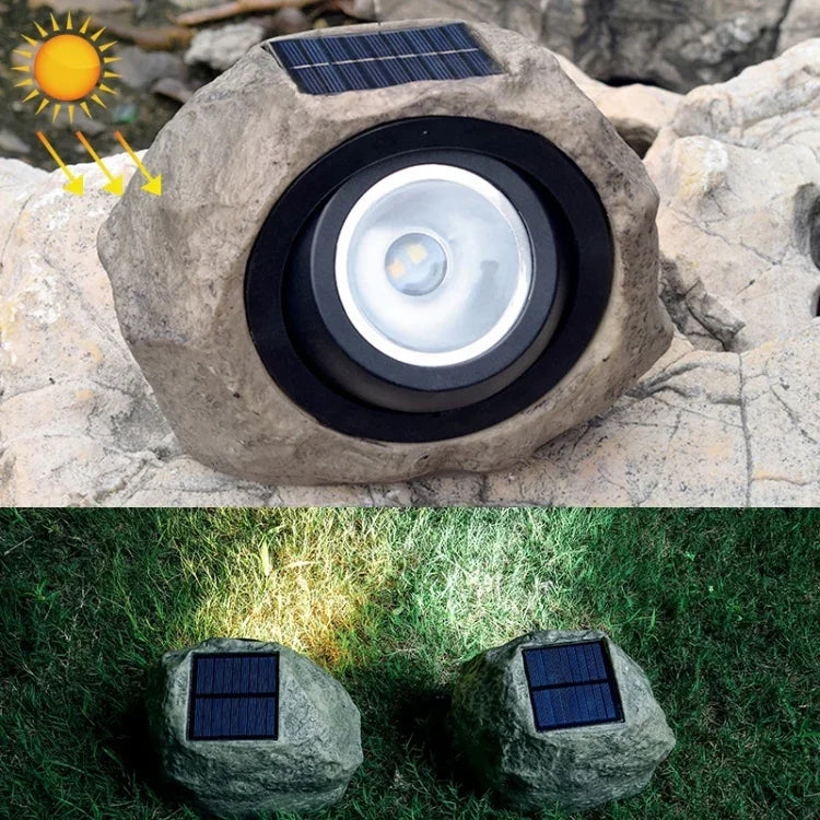 太陽能模擬石頭聚光燈LED燈 IP65防水戶外花園草坪燈