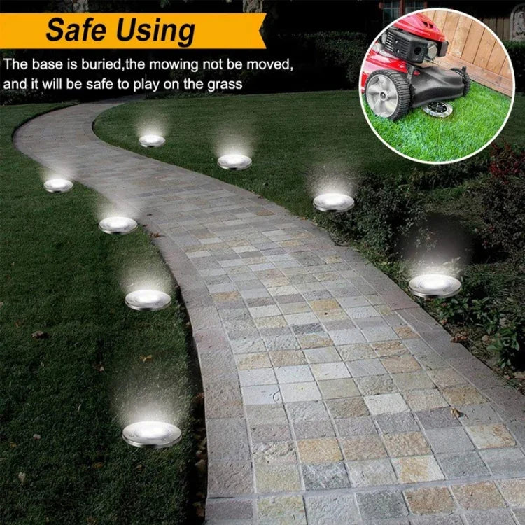 2 PCS 12 LEDs Solar Powered Buried Light Under Ground Lamp IP65 Waterproof Outdoor Garden Street Light, 12 LEDs