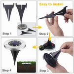 2 PCS 12 LEDs Solar Powered Buried Light Under Ground Lamp IP65 Waterproof Outdoor Garden Street Light, 12 LEDs