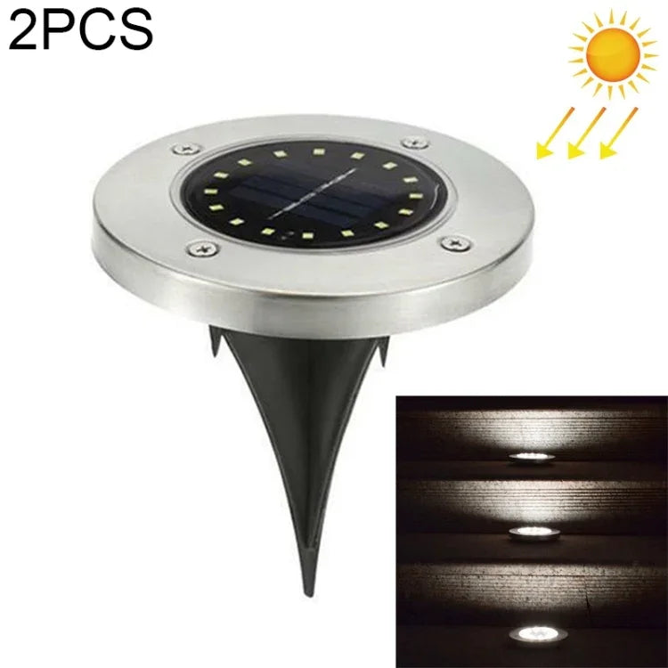 2個16燈LED太陽能埋地燈，IP65防水戶外花園街道燈，16燈LED