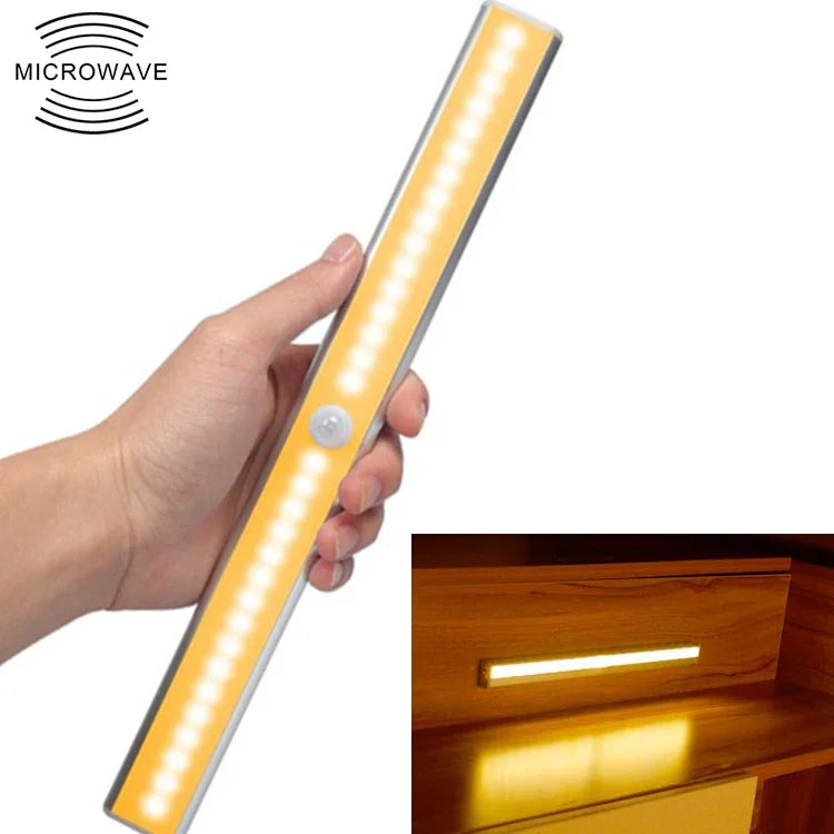2.8W 20顆LED暖白色寬屏智能人體感應燈 LED走廊櫥櫃燈，USB充電版，2.8W 20顆LED暖白色