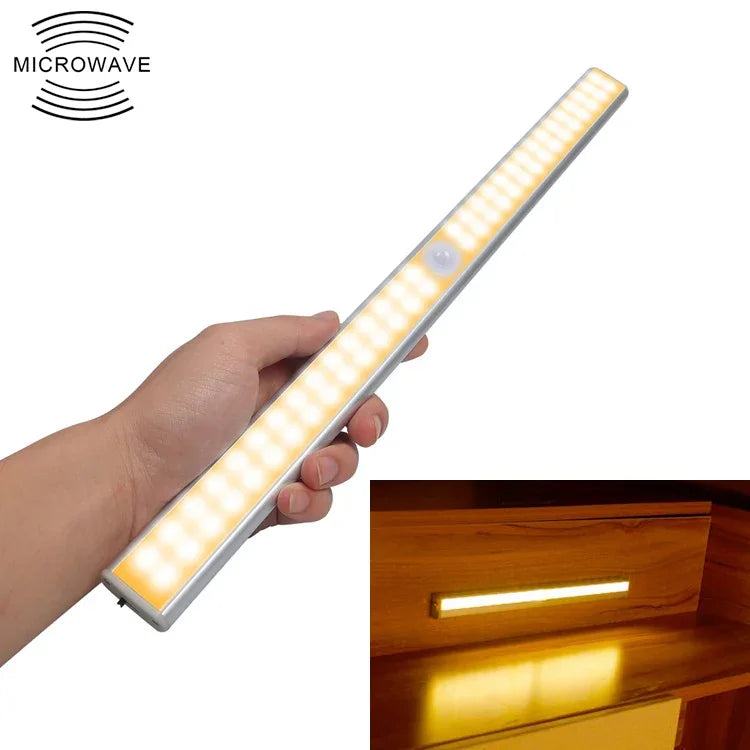 2.8W 40顆LED暖白色寬屏智能人體感應燈 LED走廊櫥櫃燈，USB充電版，2.8W 40顆LED暖白色