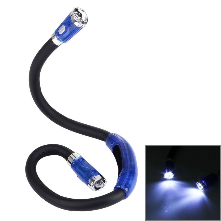 創意雙頭免持頸掛立體聲手電筒工作燈 自動燈帶 4 顆 LED 燈及軟橡膠握把頸墊