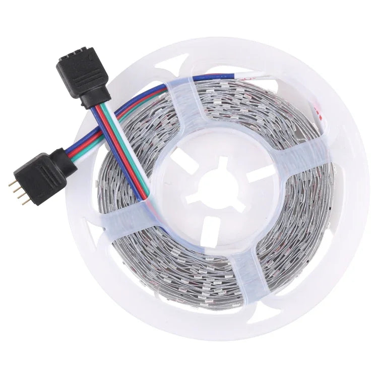 裸板2835 SMD RGB LED燈繩，60顆LED/米，長度：5米，12V 2A 100-240V，帶44鍵遙控器，2835 SMD RGB LED，5米，帶44鍵遙控器
