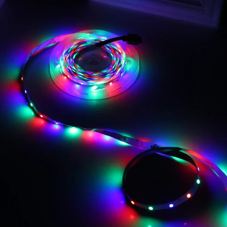 裸板2835 SMD RGB LED燈繩，60顆LED/米，長度：5米，12V 2A 100-240V，帶44鍵遙控器，2835 SMD RGB LED，5米，帶44鍵遙控器
