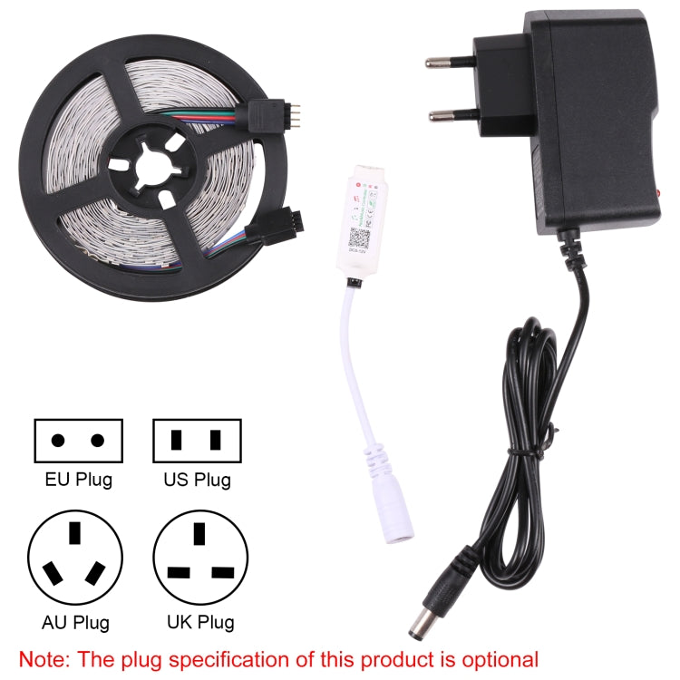 智能藍牙APP控制裸板2835 SMD RGB LED燈繩，60顆LED/米，長度：5米，12V 2A 100-240V，2835 SMD RGB LED，5米，藍牙APP