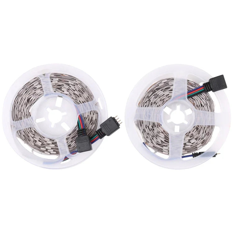 2片裸板5050 SMD RGB LED燈帶，30燈/米，長度：5米，12V 2A 100-240V，附24鍵塗鴉控制器，5050 SMD RGB LED，5米x2