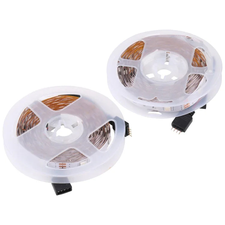 2片裸板5050 SMD RGB LED燈帶，30燈/米，長度：5米，12V 2A 100-240V，附24鍵塗鴉控制器，5050 SMD RGB LED，5米x2