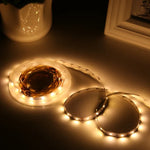 2片裸板5050 SMD RGB LED燈帶，30燈/米，長度：5米，12V 2A 100-240V，附24鍵塗鴉控制器，5050 SMD RGB LED，5米x2