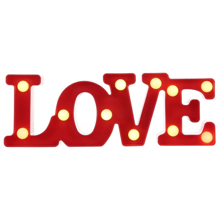 2節AA電池供電派對節慶桌燈 夜燈，LOVE（紅色），LOVE（白色）