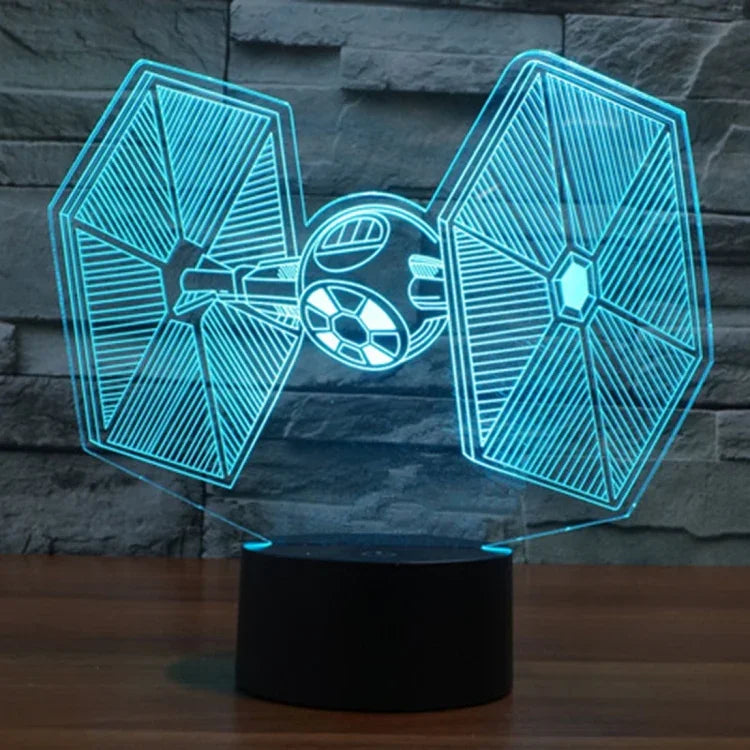 7 Color Discoloration Creative Visual Stereo Lamp Desk Lamp Night Light, TIE Fighter Style