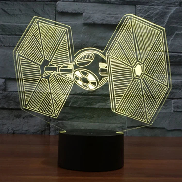 7 Color Discoloration Creative Visual Stereo Lamp Desk Lamp Night Light, TIE Fighter Style
