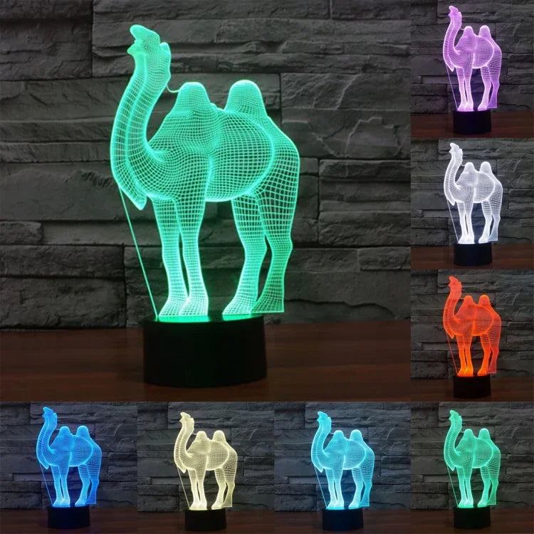 7 Color Discoloration Creative Visual Stereo Lamp Desk Lamp Night Light, Camel Style