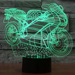 7 Colour Discoloration Creative Visual Stereo Lamp Desk Lamp Night Light, Motorcycle Shape