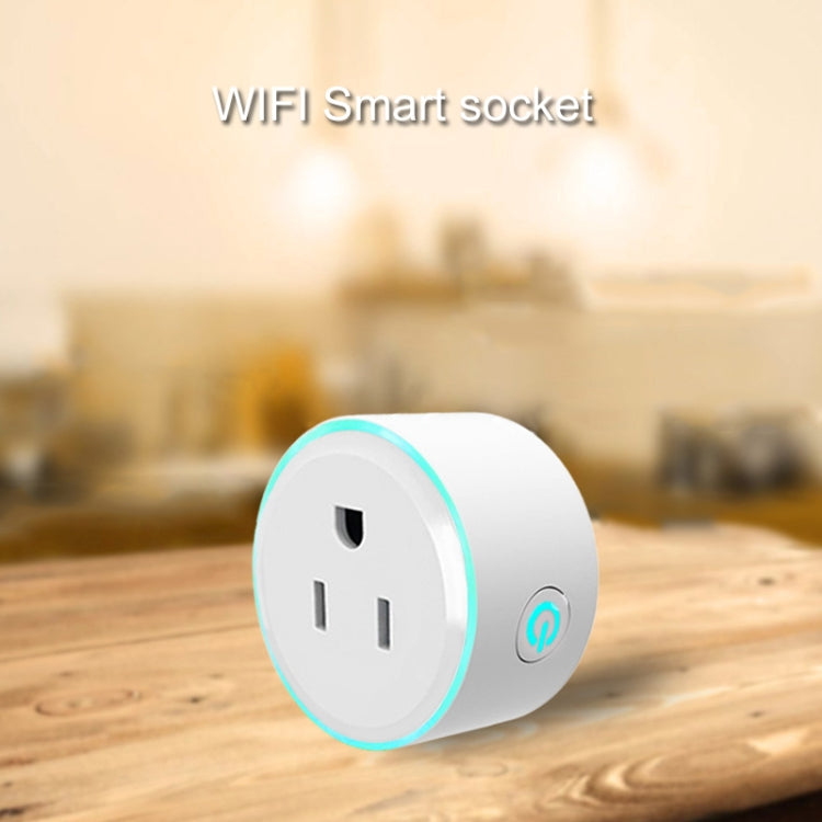 10A圓形WiFi 2.4GHz迷你插頭APP遠端控制定時智慧插座，支援Alexa與Google Home，彩色呼吸燈，AC 100-240V，美規插頭