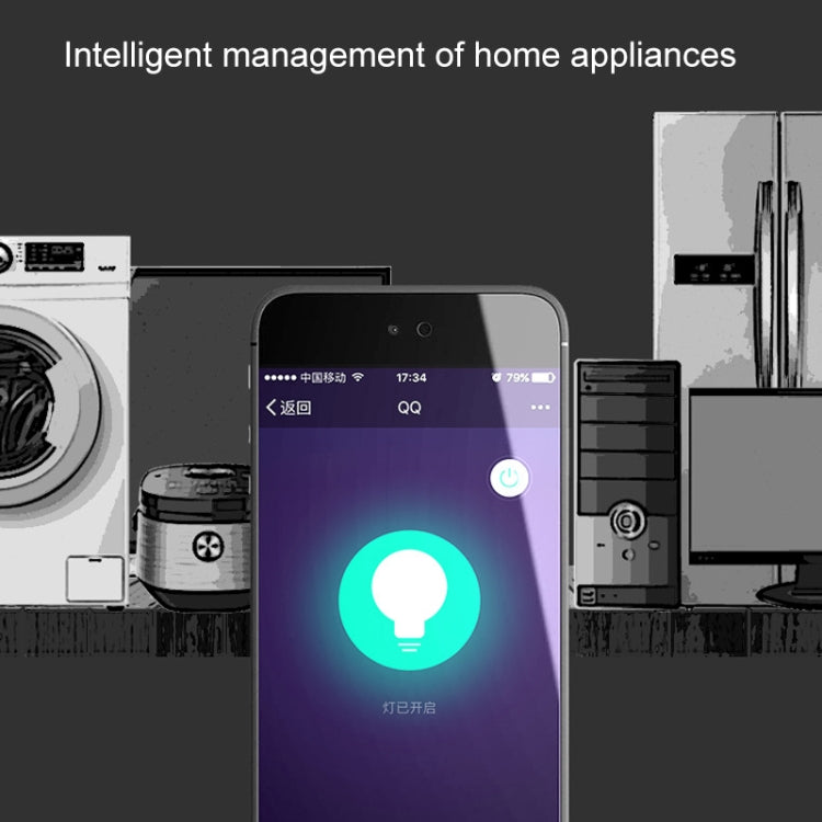 10A圓形WiFi 2.4GHz迷你插頭APP遠端控制定時智慧插座，支援Alexa與Google Home，彩色呼吸燈，AC 100-240V，美規插頭