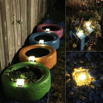 Solar Powered Square Tempered Glass Outdoor LED Buried Light Garden Decoration Lamp IP55 Waterproof，Size: 10 x 10 x 5.2cm, 10 x 10 x 5.2cm