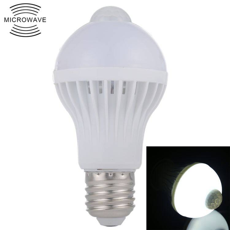 E27 5W 12顆LED SMD 5730 300流明紅外線動作感應LED燈泡，感應距離：4-6米，交流220V，E27 5W白光，E27 5W暖白光