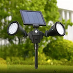 太陽能機器人LED聚光燈雙頭智能感應戶外草坪燈