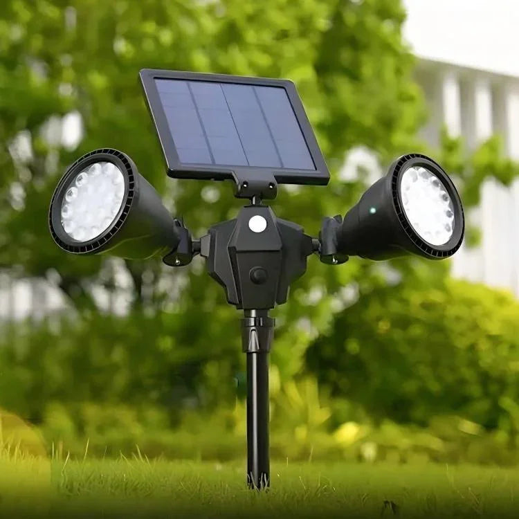 太陽能機器人LED聚光燈雙頭智能感應戶外草坪燈
