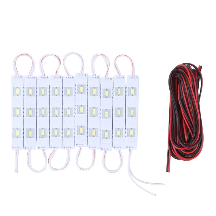 30燈5630 SMD LED模組白光防水裝飾燈，5米線長，直流12V，30燈5630 SMD