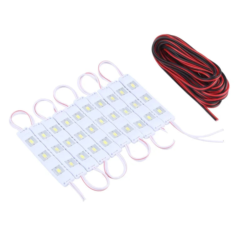 30燈5630 SMD LED模組白光防水裝飾燈，5米線長，直流12V，30燈5630 SMD