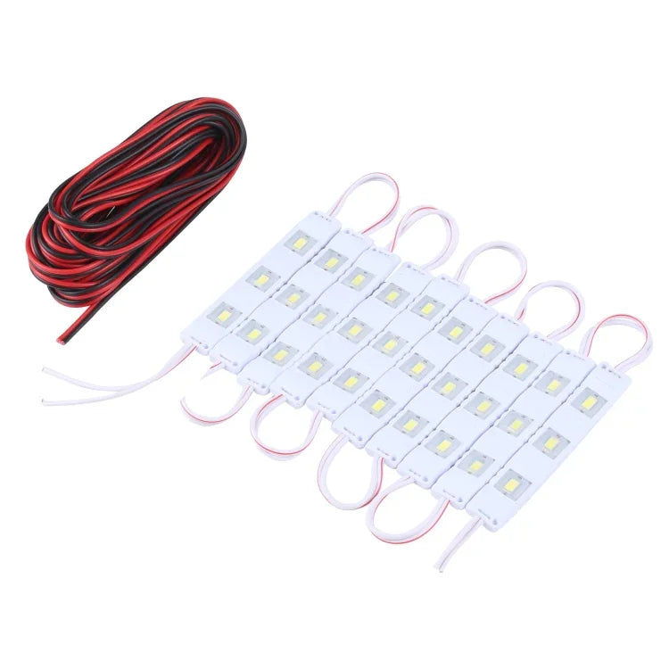 30燈5630 SMD LED模組白光防水裝飾燈，5米線長，直流12V，30燈5630 SMD
