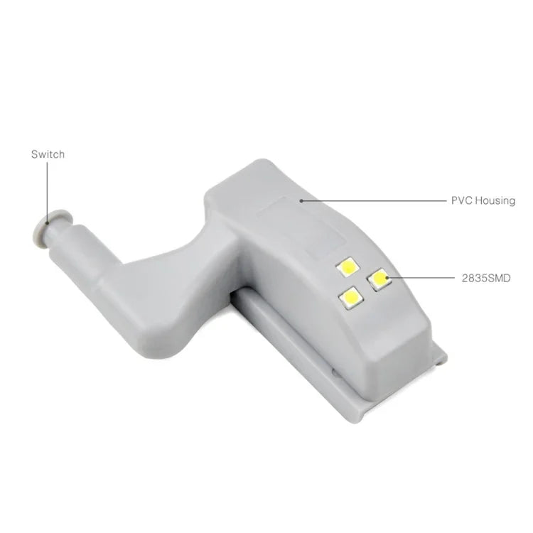 10 個 0.3W 通用內鉸鏈 LED 感應燈 櫥櫃 3 LED 夜燈 自動開關燈泡，10 個白光，10 個暖白光