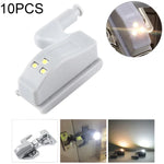 10 個 0.3W 通用內鉸鏈 LED 感應燈 櫥櫃 3 LED 夜燈 自動開關燈泡，10 個白光，10 個暖白光