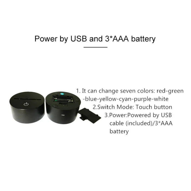 鋼琴造型 3D 彩色 LED 視覺燈桌燈，USB 及電池版，USB 及電池版