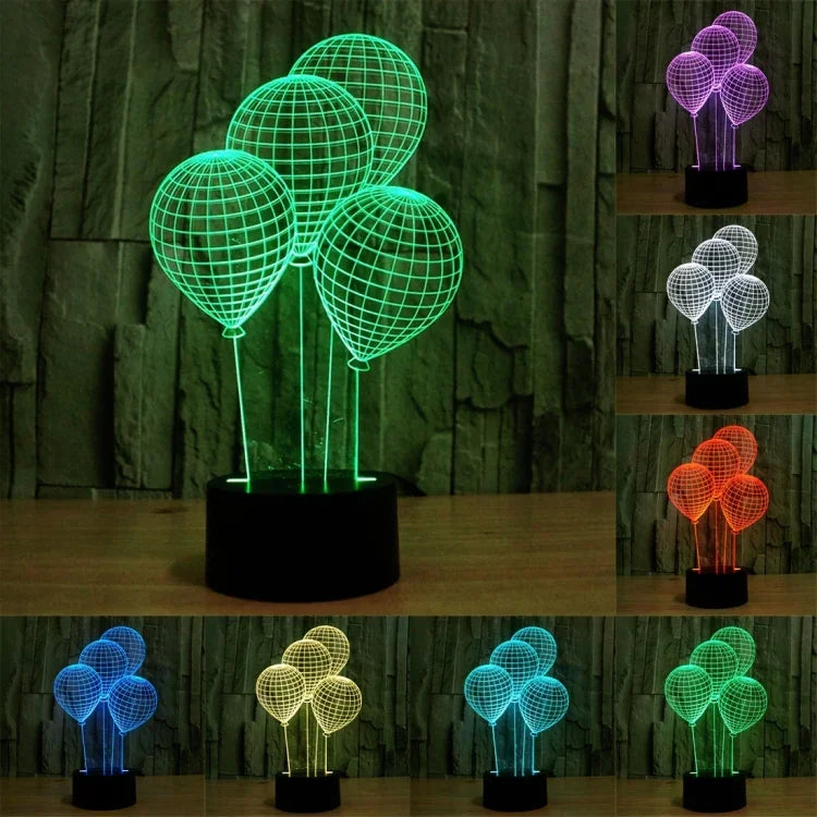 7 色變化創意視覺立體燈桌燈夜燈，氣球風格