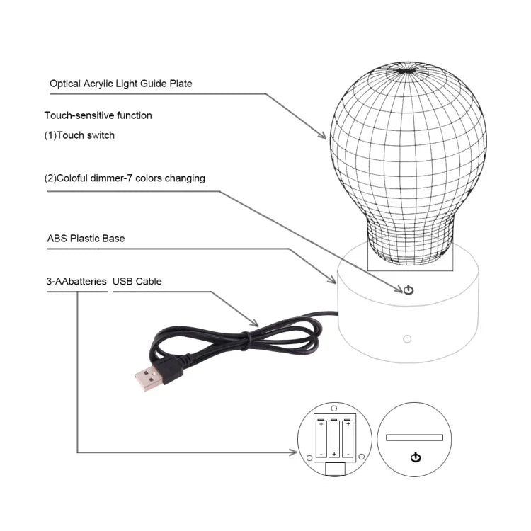 7 Color Discoloration Creative Visual Stereo Lamp Desk Lamp Night Light, Balloon Style