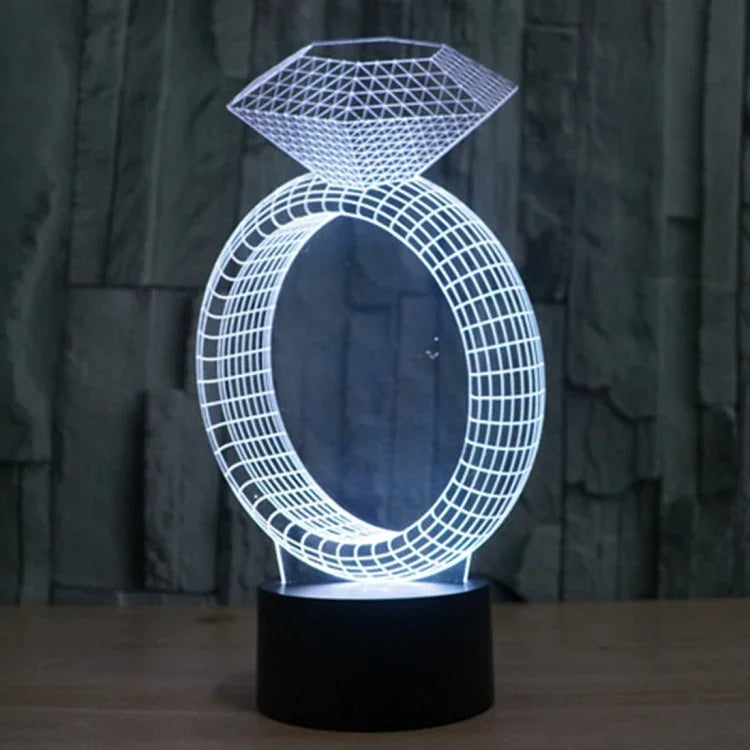 7 Color Discoloration Creative Visual Stereo Lamp Desk Lamp Night Light, Diamond Ring Style