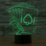 7色變色創意視覺立體燈桌燈夜燈，撲克款式