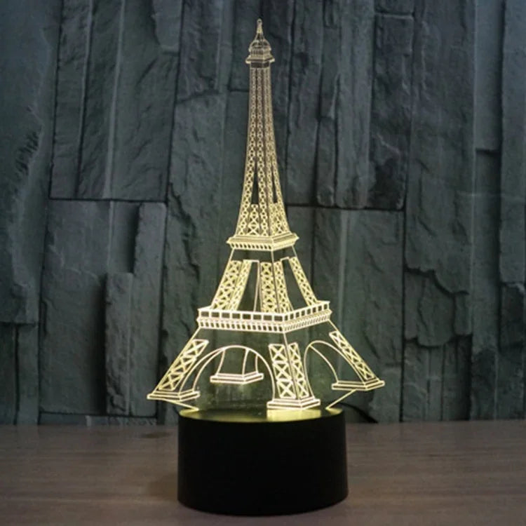 7 Color Discoloration Creative Visual Stereo Lamp Desk Lamp Night Light, Eiffel Tower Style