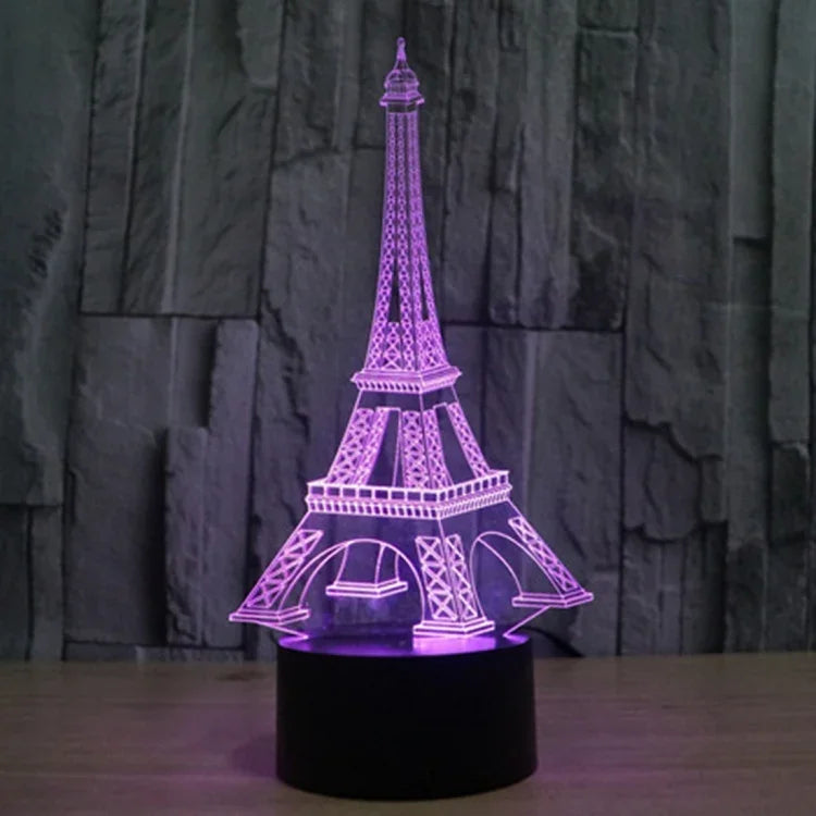 7 Color Discoloration Creative Visual Stereo Lamp Desk Lamp Night Light, Eiffel Tower Style
