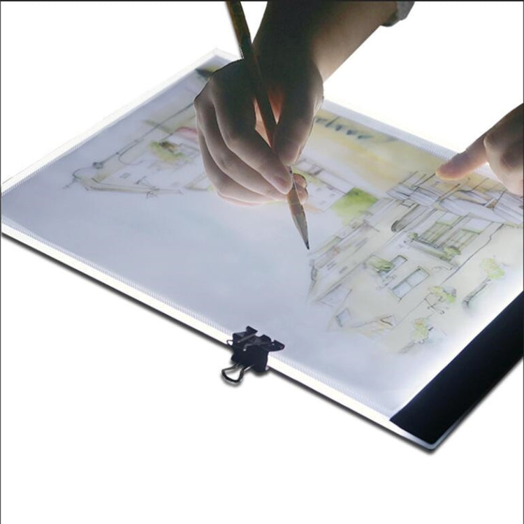 超薄 A4 尺寸便攜式 USB LED 藝術描圖燈箱複寫板，具亮度調節功能，適合藝術家繪畫素描動畫及 X 光檢視，亮度調節