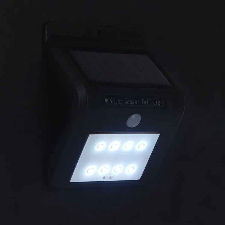 8顆LED太陽能感應壁燈，配太陽能板，8顆LED白光