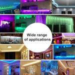 20m 600 顆 LED SMD 5050 IP44 防水 RGB 燈條附 24 鍵藍牙+音樂遙控器，EU 插頭，20m 600 顆 LED IP44