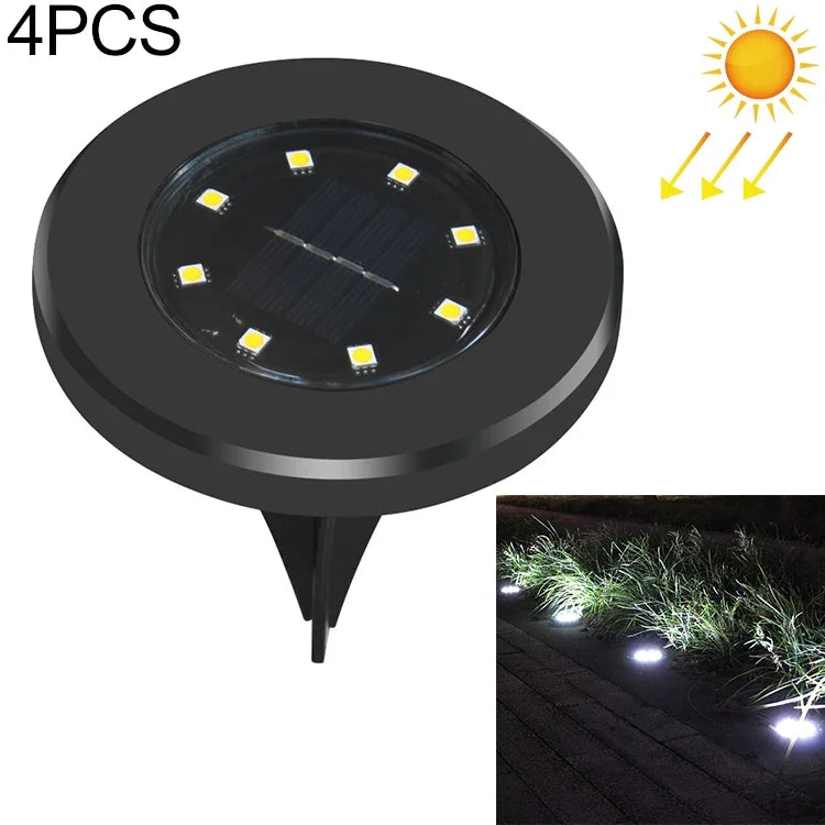 4個8 LED IP65防水太陽能埋地燈，花園別墅草坪裝飾聚光燈