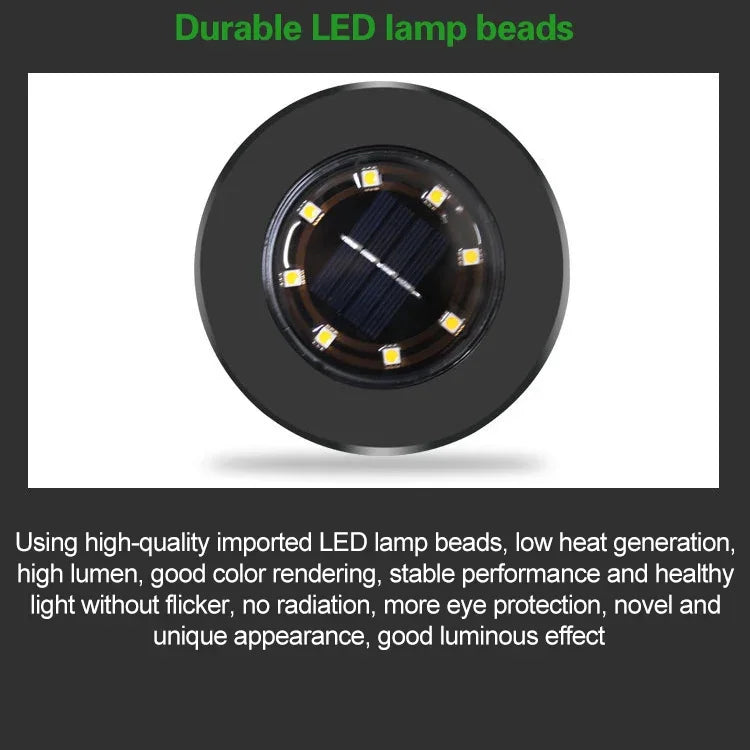 4個8 LED IP65防水太陽能埋地燈，花園別墅草坪裝飾聚光燈