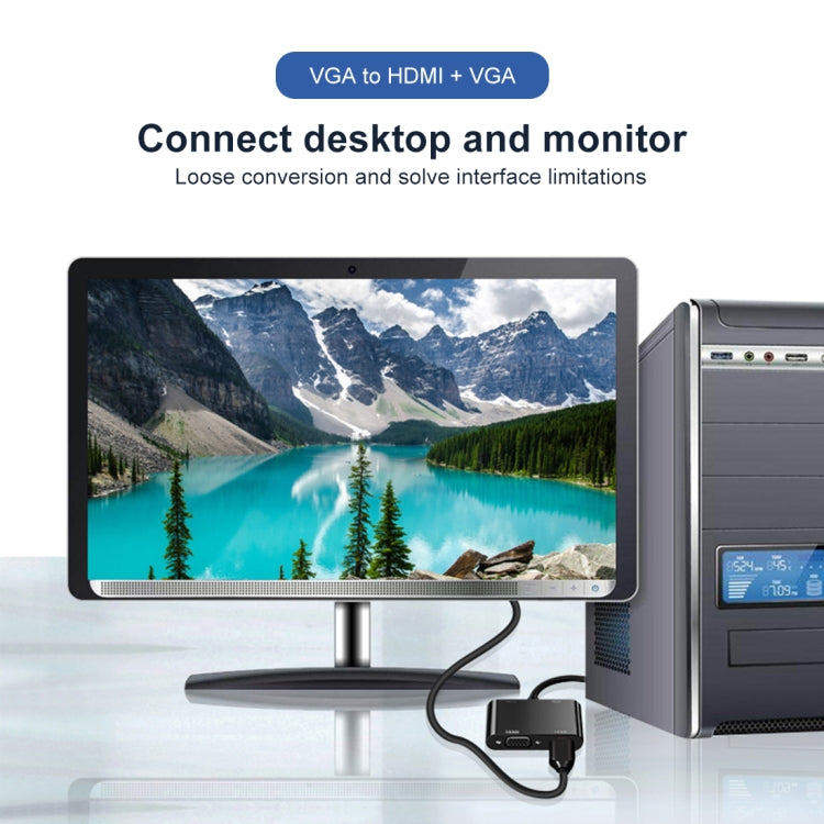 2合1 VGA轉HDMI + VGA 15針高清電視轉接器帶音頻
