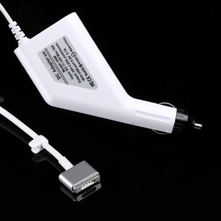 85W 20V 4.25A 5 針 T 型 MagSafe 2 車用充電器，附 1 個 USB 埠，適用於 Apple Macbook A1398 / A1424 / MC975 / MC976 / ME664 / ME665，長度：1.7m，85W 20V 4.25A