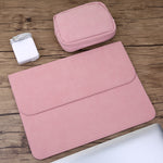適用於 MacBook Air 11.6 吋 A1465 (2012 - 2015) / A1370 (2010 - 2011) 的 2 合 1 橫式霧面皮革筆電內袋 + 電源袋